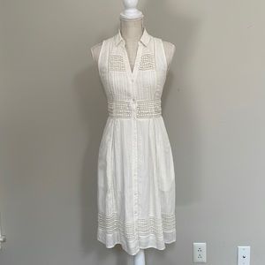 Anthropologie/Maeve  |  Off-White Cotton Midi Shirt Dress  |  Size 2